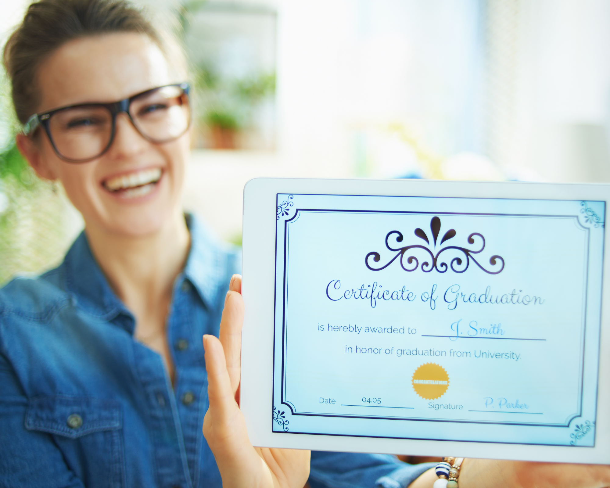 Woman holding a certificate- sleep consultant certification benefits